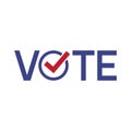 Vote word with checkmark symbols, Check mark icon, Political template elections campaign logo