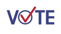 Vote word with checkmark symbols, Check mark icon, Political template elections campaign logo