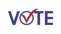 Vote word with checkmark symbols, Check mark icon, Political template elections campaign logo