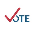 Vote word with checkmark symbols, Check mark icon, Political template elections campaign logo