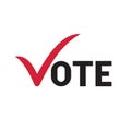 Vote word with checkmark symbols, Check mark icon, Political template elections campaign logo