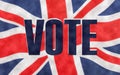 VOTE written on a British Union jack flag.