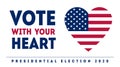 Vote with your heart - Presidential Election in USA, November 3. Poster, card, banner for United States of America Votes day. Royalty Free Stock Photo