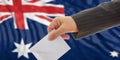 Voter on Australia flag background. 3d illustration