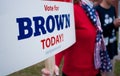 Voter holds Scott Brown campaign sign in New Hampshire