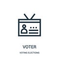 voter icon vector from voting elections collection. Thin line voter outline icon vector illustration