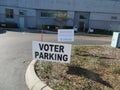 Voter parking sign outside library converted to polling place