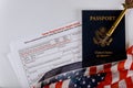 Voter Registration Application for presidential US election United States Passports on of American Flag