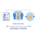 Voter turnout concept icon. Elections idea thin line illustration. Eligible voting population percentage. General