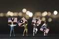 Voter and USA election concept , Worker showing USA flag which print screen VOTE wording on flag Royalty Free Stock Photo