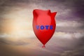 Voting balloon pops demonstrating Vote by mail problem concept. 3D illustration.