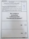 Voting ballot for amending the Constitution of the Russian Federation with a mark on the word