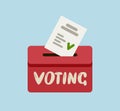 Voting ballot in ballot box. Elections, vote vector illustration