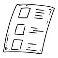 Voting ballot, form, list icon. Vector illustration of ballot paper. Blank, document, sheet of paper with text