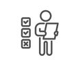 Voting ballot paper line icon. Vote checklist sign. Vector