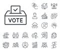 Vote box line icon. Voting ballot sign. Specialist, doctor and job competition. Vector