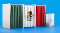 Voting booths with Mexican flag and ballot box. Election in Mexico, concept. 3D rendering