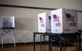 Voting booths at polling station during American elections.