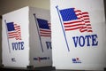 Voting booths at polling station during American elections.