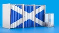 Voting booths with Scottish flag and ballot box. Election in Scotland, concept. 3D rendering