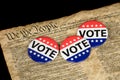 Voting buttons on old document Royalty Free Stock Photo