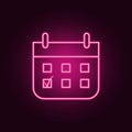 Voting calendar neon icon. Elements of election set. Simple icon for websites, web design, mobile app, info graphics