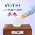 Voting concept - hand putting paper in the ballot box. Elections Royalty Free Stock Photo