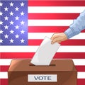 Voting concept - hand putting paper in the ballot box. Elections Royalty Free Stock Photo