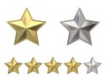 Voting concept. Rating four golden stars. 3D