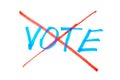 Voting is crossed out on a white background. Cancellation, annulment of voting