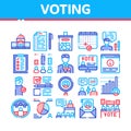 Voting And Election Collection Icons Set Vector