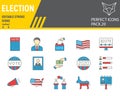 Voting and Election color line icon set, vote collection, vector sketches, logo illustrations, Elections icons, Voting