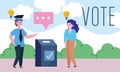 Voting and election concept, young woman in the place vote