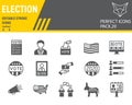 Voting and Election glyph icon set, vote collection, vector sketches, logo illustrations, Elections icons, Voting 2020