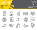 Voting and Election line icon set, vote collection, vector sketches, logo illustrations, Elections icons, Voting 2020 Royalty Free Stock Photo