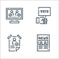 voting elections line icons. linear set. quality vector line set such as newspaper, poster, vote