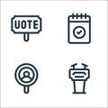 voting elections line icons. linear set. quality vector line set such as tribune, search, calendar