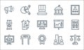 voting elections line icons. linear set. quality vector line set such as balance, medal, rating, rating, vote, podium, analytics,