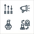 voting elections line icons. linear set. quality vector line set such as change, speech, megaphone