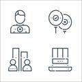 voting elections line icons. linear set. quality vector line set such as top hat, rating, balloon