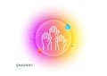 Voting hands line icon. People vote by hand sign. Gradient blur button. Vector