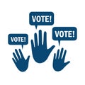 Voting hands. Vector illustration decorative design