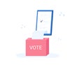 Voting online, e-voting, election internet system, survey. Concept of online choices with box and bulletins on smartphone screen. Royalty Free Stock Photo