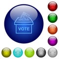 Voting paper and ballot box outline color glass buttons