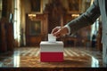 Voting Process in a Formal Setting Involving the Use of a Ballot Box for Elections Royalty Free Stock Photo