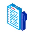Voting Sheet with Pen isometric icon vector illustration