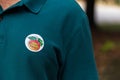 Voting sticker on a man after he voted in Georgia primaries. Royalty Free Stock Photo