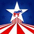 Voting in elections in the United States. Symbol Republican party elephant on the background of the American flag with big star Royalty Free Stock Photo