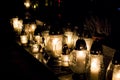 Votive candles burning on a cemetery. Royalty Free Stock Photo