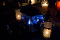 Votive candles burning on a cemetery. Royalty Free Stock Photo